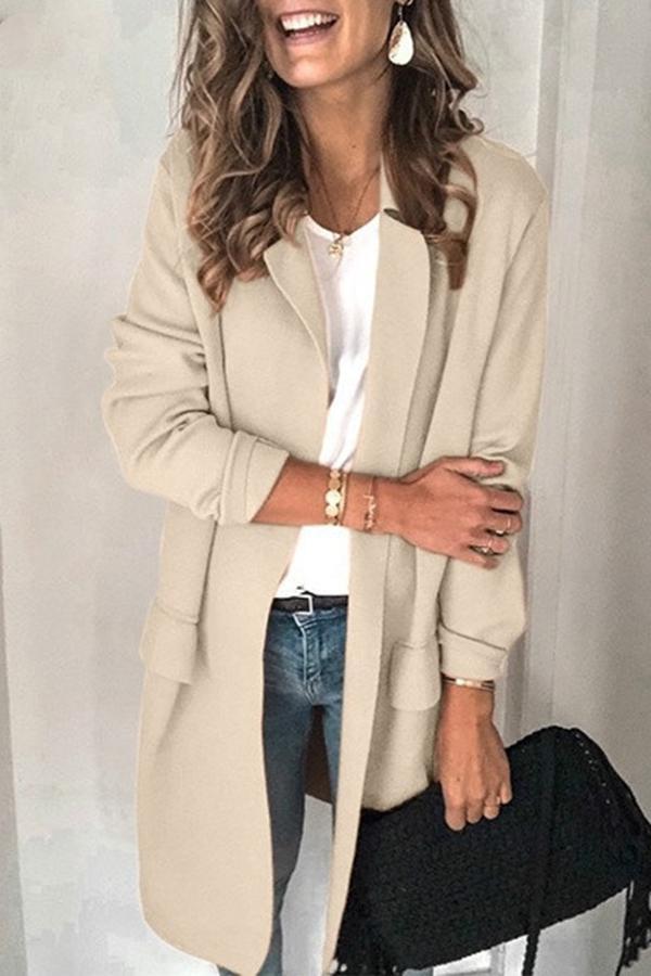 Solid Color Long Sleeve Coat