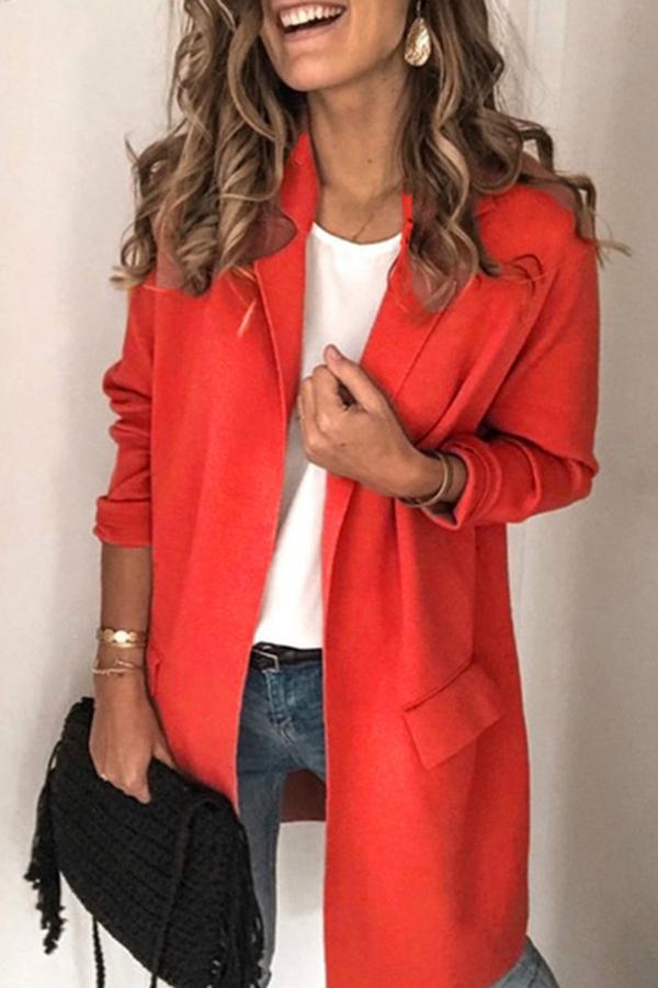 Solid Color Long Sleeve Coat