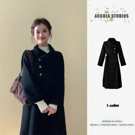 Small Hepburn woolen coat women's coat autumn winter 2024 new model